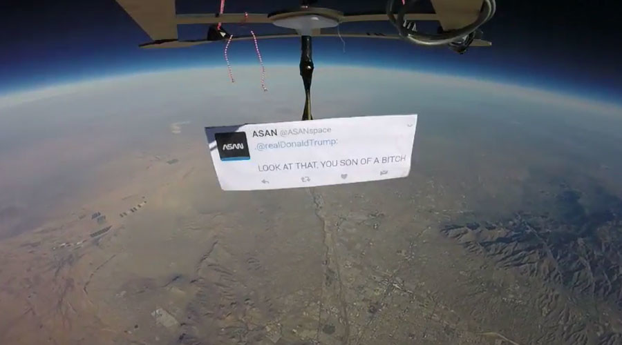 'Look at that, you son of a b*tch': Trump targeted in 'first space protest' (VIDEO)