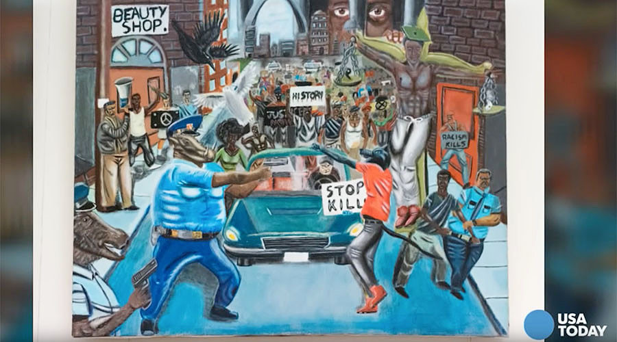 Judge hogties free speech lawsuit over Ferguson cops-as-pigs painting