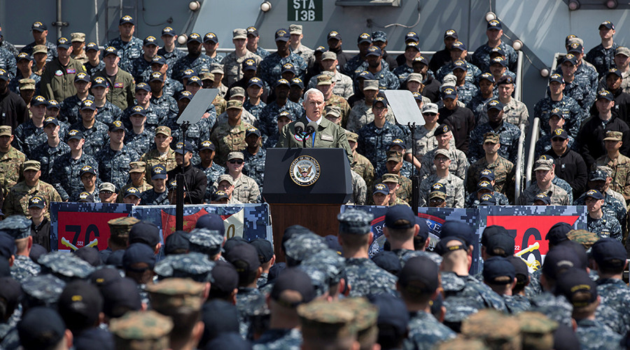 ‘Sword stands ready’: Pence vows ‘overwhelming & effective’ response to N. Korean attacks
