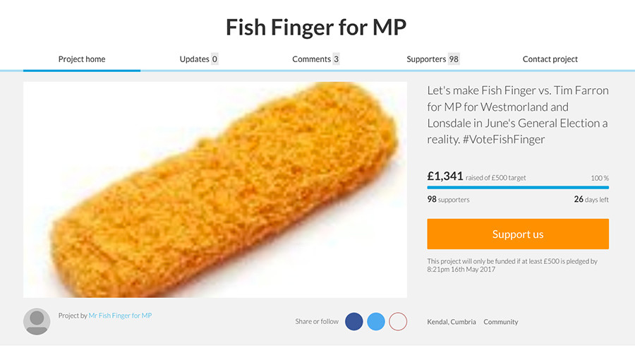 ‘Fish finger’ stands for election against Lib Dem leader Tim Farron