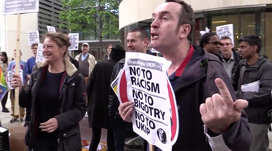 Anti-racism protesters storm UKIP election campaign launch (VIDEO)