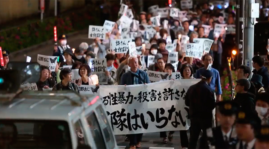 Hundreds protest US base construction in Japan, year after woman killed by US marine (VIDEO)