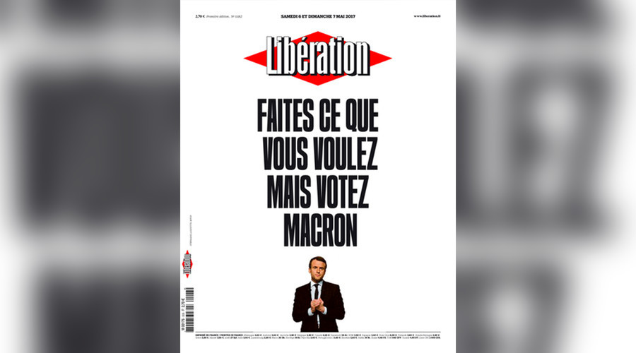 ‘Propaganda machine’: Twitter blasts Liberation newspaper’s pro-Macron cover on eve of vote