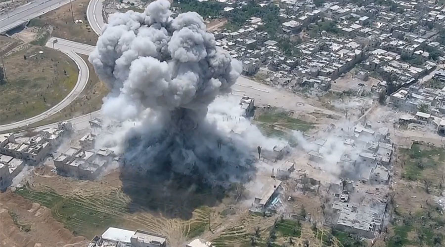 Drone footage captures strikes on militant positions near Damascus