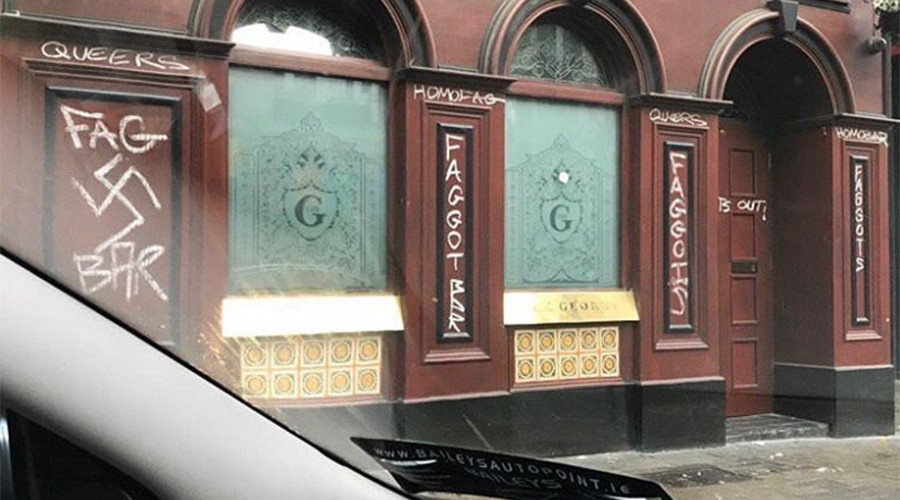 Irish gay bar defaced with Nazi & homophobic graffiti (PHOTOS)