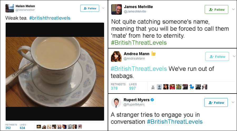 #BritishThreatLevels: Brits respond with humor to rise in official terrorism warning