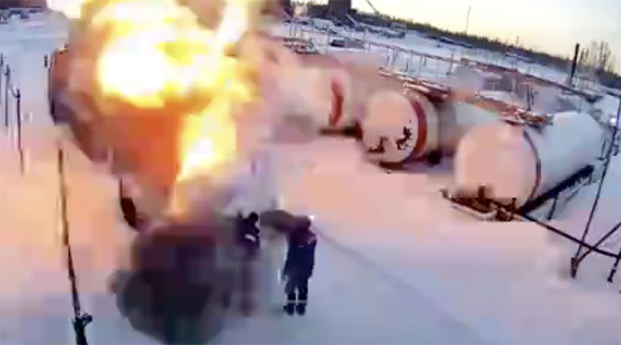 CCTV footage shows horrific moment gas tank explodes, killing 2 workers (GRAPHIC VIDEO)