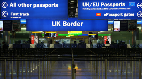 UK Border control is seen in Terminal 2 at Heathrow Airport in London © Neil Hall 
