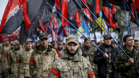 Members of Ukrainian radical group Right Sector.© Gleb Garanich