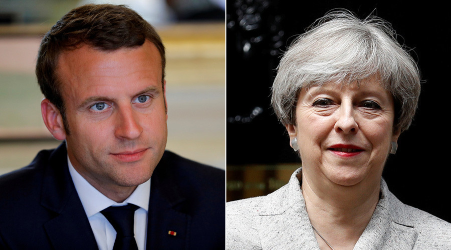 Tale of two leaders: victorious Macron meets enfeebled May