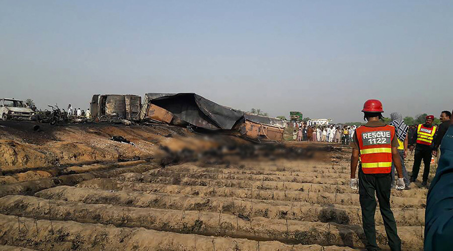 150+ people burn to death after oil tanker flips & explodes in Pakistan (GRAPHIC)