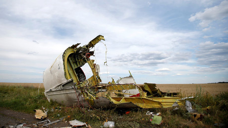 A part of the wreckage is seen at the crash site of the Malaysia Airlines Flight MH17 near the village of Hrabove (Grabovo), in the Donetsk region July 21, 2014. © Maxim Zmeyev