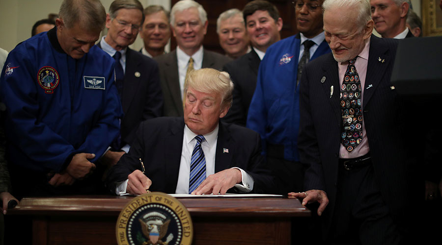 ‘Infinity, right?’ Trump relaunches iconic National Space Council with Buzz Aldrin by his side