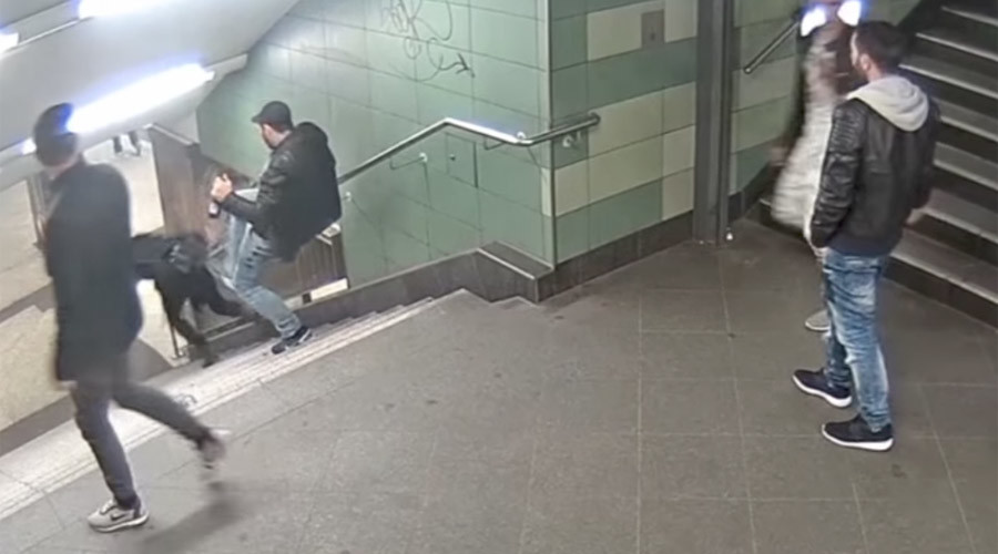 Berlin metro attacker jailed for booting woman down stairs in horror assault (VIDEO)