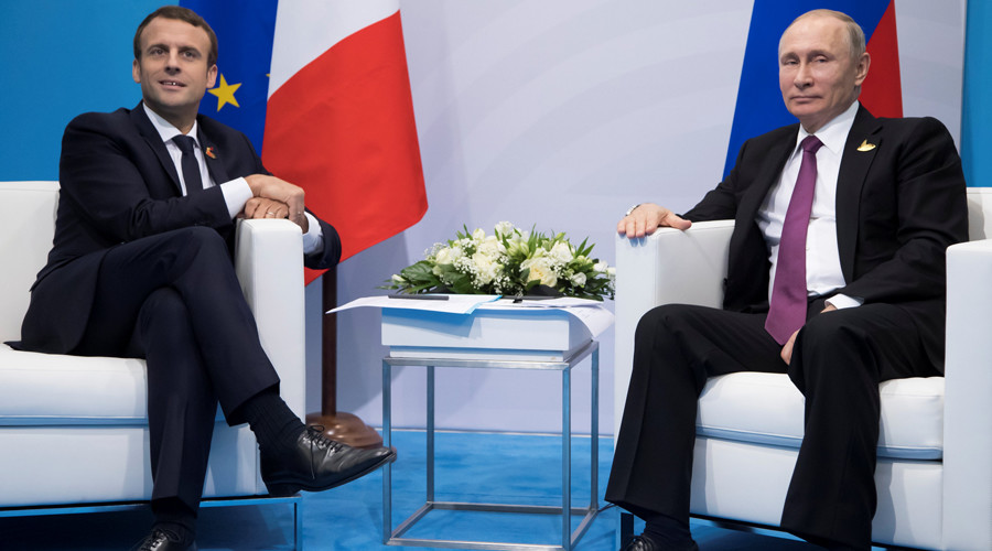 ‘I hope the climate will be better now’: Putin pokes fun at Macron for being late