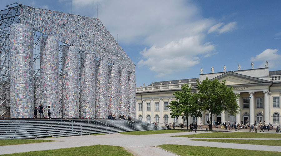 Artist recreates Parthenon at Nazi book-burning site with 100,000 banned titles (PHOTOS)