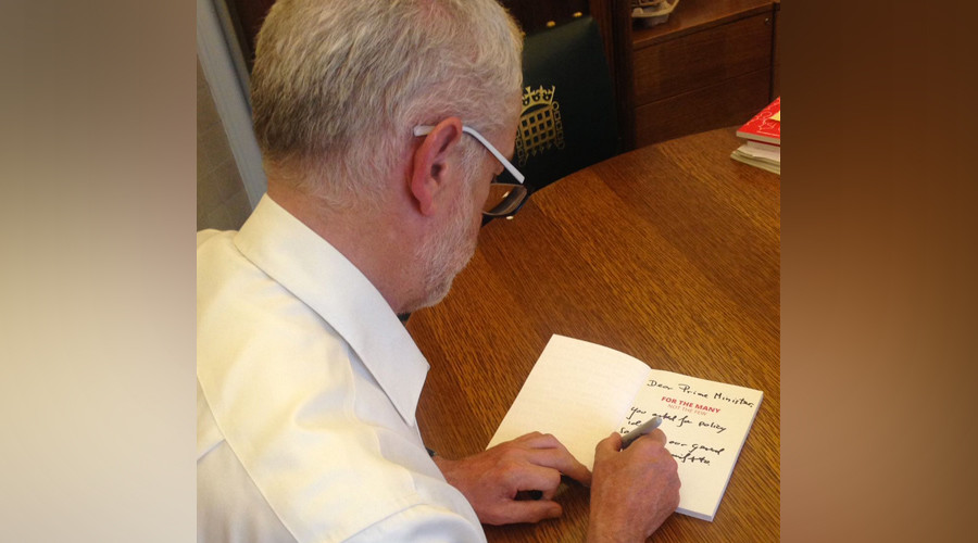 Corbyn trolls May’s call for cross-party collaboration by sending autographed Labour manifesto