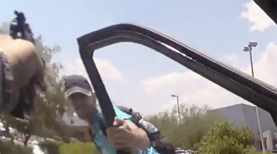 Knife-wielding suspect shot 6 times after charging Las Vegas police car (GRAPHIC VIDEO)