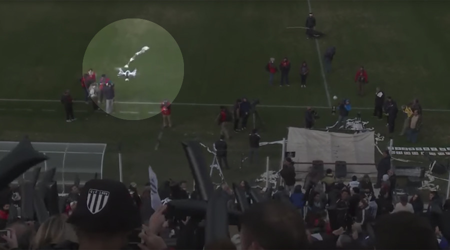 Soccer fans use toilet roll to take down drone in Argentina (VIDEO)