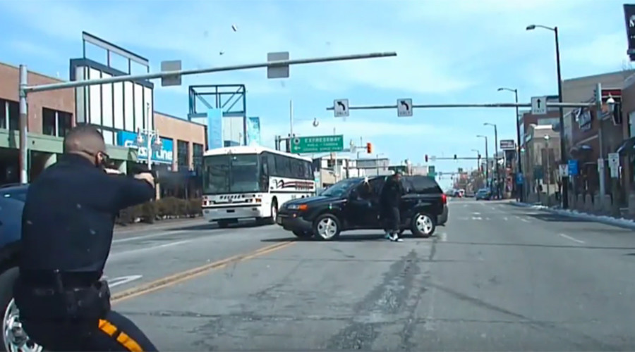 Police dashcam footage captures moment suspect is riddled with 45 bullets (GRAPHIC VIDEO)