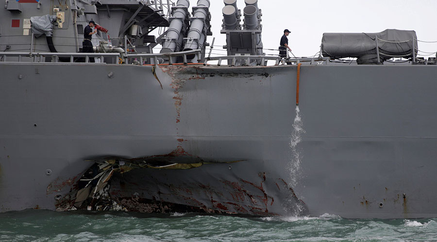5 injured, 10 missing after US destroyer USS John S McCain collides with oil tanker off Singapore