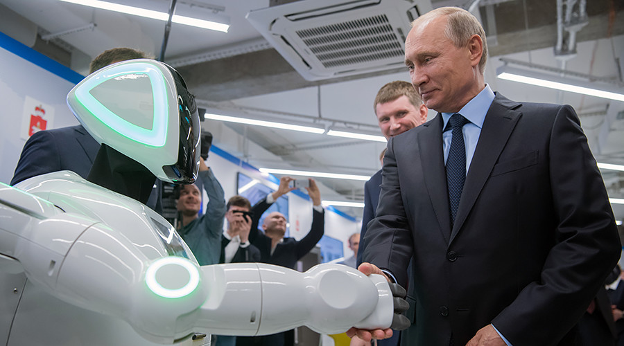 ‘Hello, Vladimir Putin, I am a robot!’ President shakes hands with Russian-made android