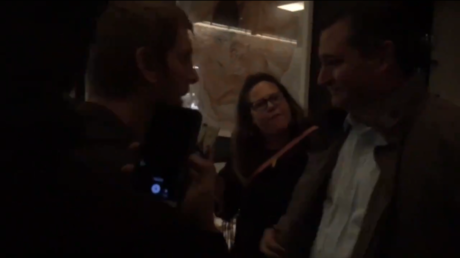 US Senator Ted Cruz (R-Texas) being confronted by activists protesting the nomination of Brett Kavanaugh to the US Supreme Court © @SmashRacismDC