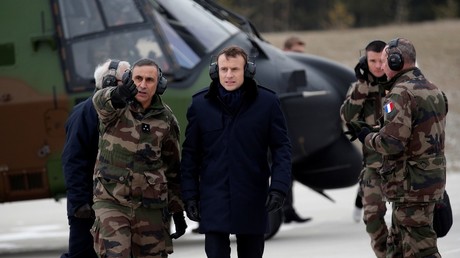 FILE PHOTO Emmanuel Macron arrive to attend a military exercise at the military camp of Suippes, near Reims, France © Reuters
