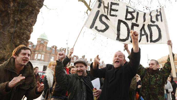Arrests at Thatcher death celebrations as shop windows smashed, police injured