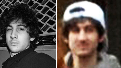 A photo of Dzhokhar Tsarnaev from his VKontakte page (left) and an FBI-released photo of the Boston bombing suspect (right).
