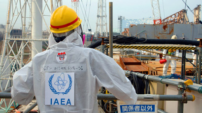 This handout picture taken by the International Atomic Energy Agency (IAEA) on April 17, 2013 shows Juan Carlos Lentijo, the leader of the IAEA Division of Nuclear Fuel Cycle and Waste Technology, inspecting the unit four reactor building of the crippled TEPCO Fukushima Dai-ichi nuclear power plant in Okuma, Fukushima prefecture (AFP Photo/IAEA)