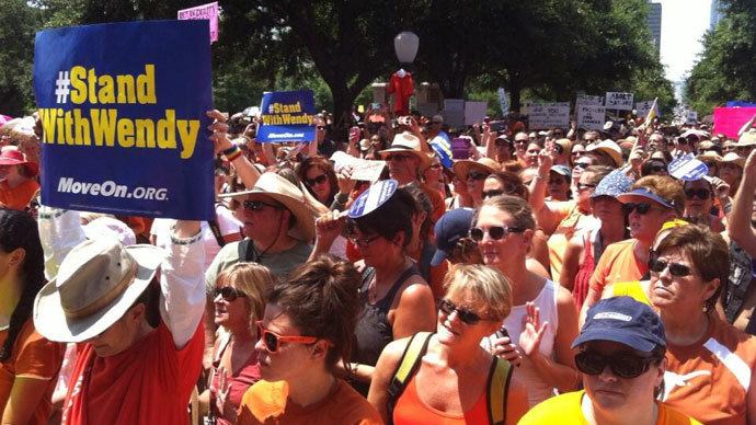 Thousands protest anti-abortion law in front of Texas Capitol