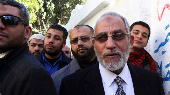 Mohamed Badie (R), the leader of the <b>Muslim Brotherhood</b> (Reuters) - egypt-arrests-muslim-brotherhood-leader