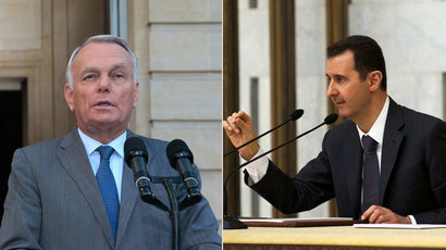 French Prime minister Jean-Marc Ayrault,Syria's President Bashar al-Assad.(AFP Photo / Jacques Demarthon / SANA)