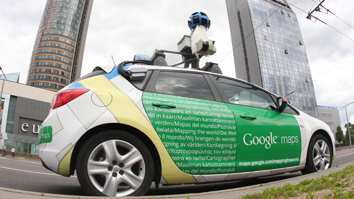 A car operating for Google Street stands in Vinius (AFP Photo)