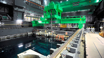 Crane units are installed over the spent fuel pool inside the No.4 reactor building at the tunami-crippled Tokyo Electric Power Co's (TEPCO) Fukushima Daiichi nuclear power plant in Fukushima prefecture, in this photo released by Kyodo November 6, 2013. (Reuters/Kyodo)