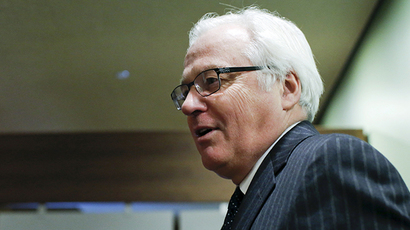 Russian Ambassador to the United Nations Vitaly Churkin arrives for a Security Council about the Ukraine crisis at U.N. headquarters in New York, February 28, 2014. (Reuters / Eduardo Munoz)