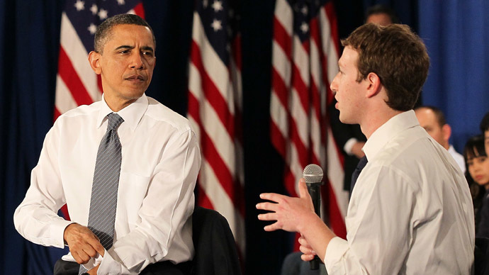 U.S. President Barack Obama (L) talks with Facebook CEO Mark Zuckerberg (R) (Justin Sullivan/Getty Images/AFP)