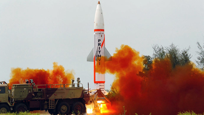 Prithvi surface to surface missile launch in the Indian state of Orissa. (AFP Photo / Ministry Of Defence)