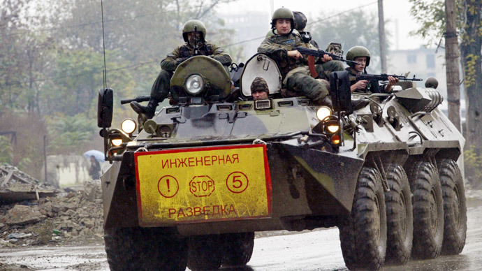 Four troops killed, 7 injured as armored infantry carrier trips mine in Chechnya