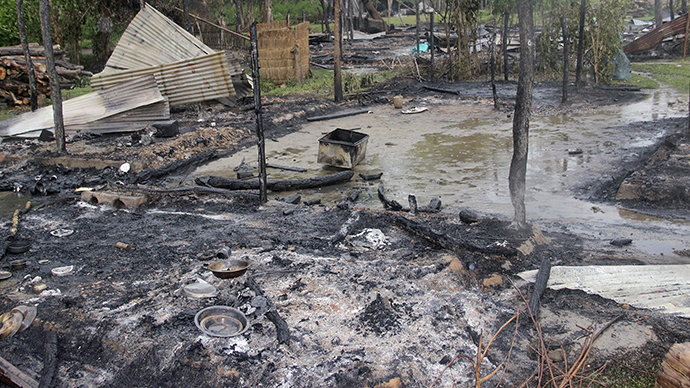 A view of the houses that were burnt during the attacks is pictured at Baksa district in the northeastern Indian state of Assam May 3, 2014. (Reuters)