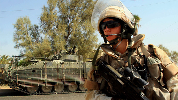 A British soldier patrols a street in the southern city of Basra.(AFP Photo / Essam AL-Sudani)