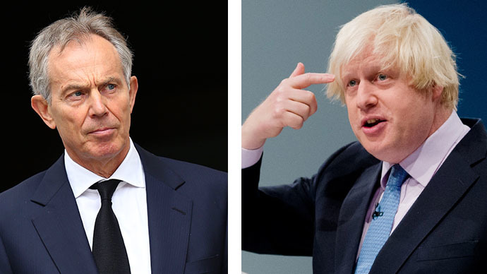 This combo photo shows British former prime minister Tony Blair (left) and London Mayor Boris Johnson. (AFP Photo / John Stillwell / Leon Neal)