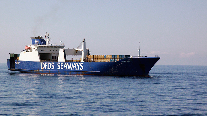 The Ark Futura, a Danish-chartered cargo vessel which is assisting in the effort to extract Syrian chemical weapons from the country, sails in the Eastern Mediterranean Sea May 13, 2014 (Reuters)