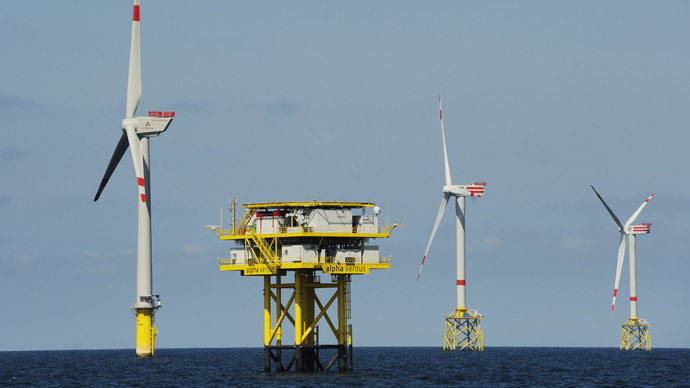 The offshore wind power farm "Alpha Ventus" is pictured off the northern German Island of Borkum (AFP Photo DDP / David Hecker Germany out)