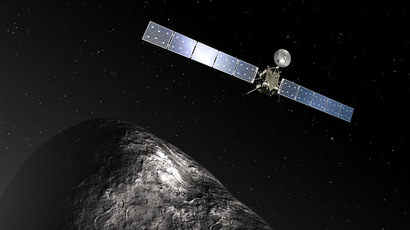 (FILES) This artist impression released by the European Space Agency on December 3, 2012 of the Rosetta orbiter at comet 67P/Churyumov–Gerasimenko. (AFP/ESA)