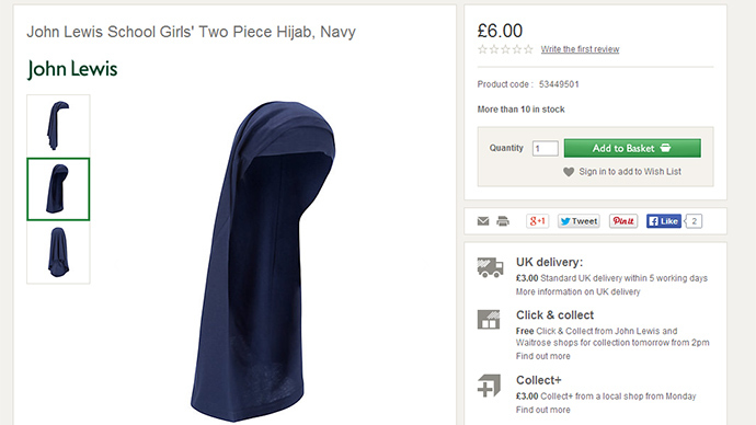 Screenshot from johnlewis.com