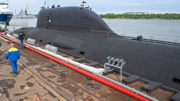 The first multirole Yasen K-560 Severodvinsk submarine by the pier of the Sevmash shipyard in Severodvinsk. (RIA Novosti)