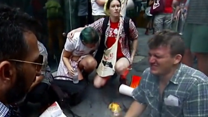 Police pepper-spray protesting students in Sydney – including a legally blind girl