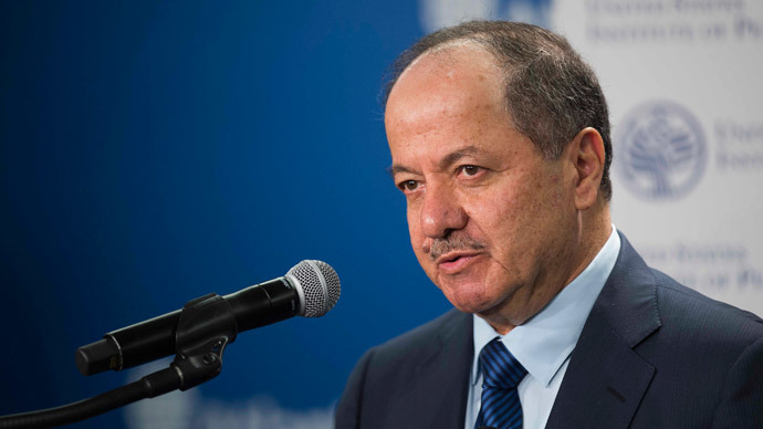 President of the Kurdistan region of Iraq, Masoud Barzani speaks at the Atlantic Council in Washington, DC, May 6, 2015.(AFP Photo / Jim Watson)